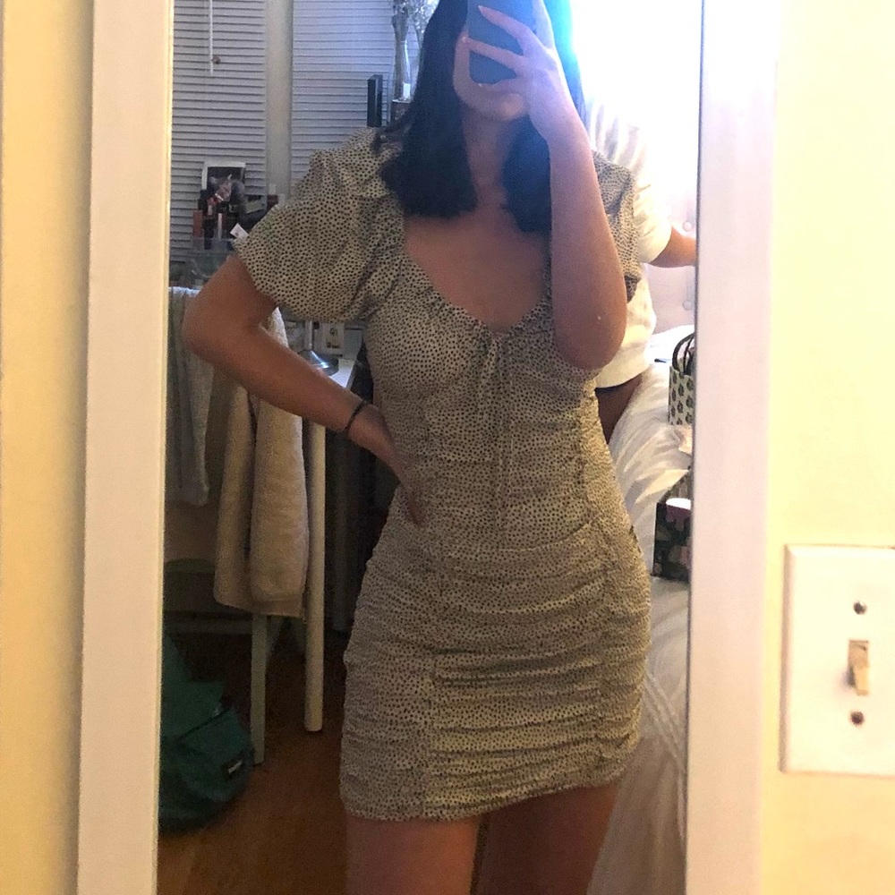 Zara Polka Dot Mini Dress with Puff Sleeves - Picture 1 of 10